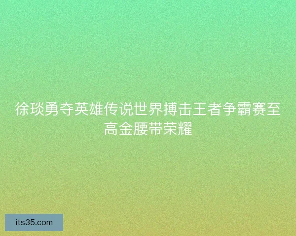 徐琰勇夺英雄传说世界搏击王者争霸赛至高金腰带荣耀